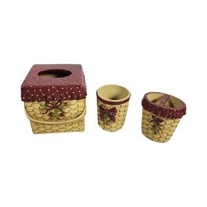 Vintage Designs Thistleberry 3pc Bathroom Set Tissue Box Toothbrush Holder